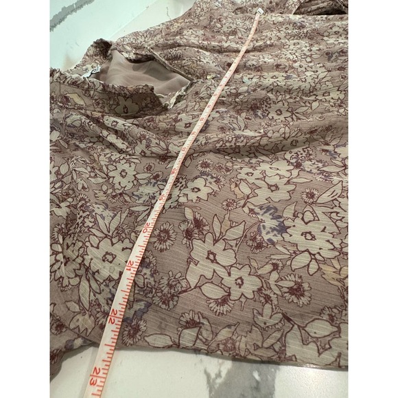 Fate Floral Bubble Sleeve Cropped Blouse‎ Purple / Cream Size Medium - Picture 4 of 5